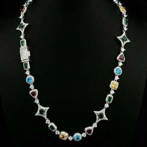 Multi Coloured Gemstone Necklace 18 Inch Aa 09